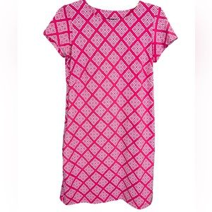 Katherine Way Key West short sleeves pink and white pockets Dress Small